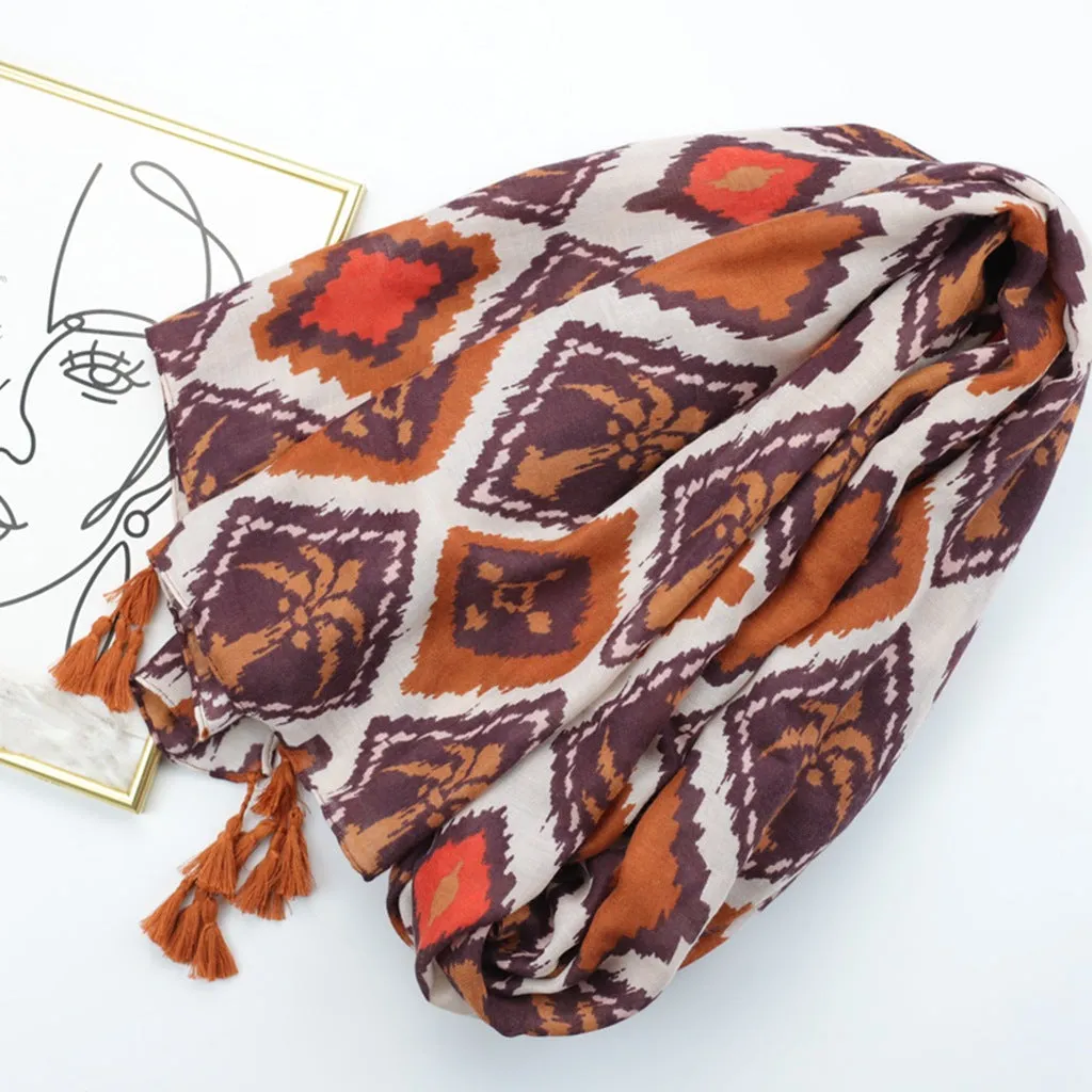 JY230243 Vintage lozenge printed scarf