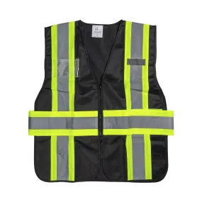 Karat High Visibility Reflective Safety Vest with Zipper Fastening (Black), Large - 1 pc