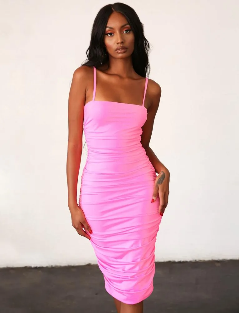 Kat Midi Dress - Barbie Pink