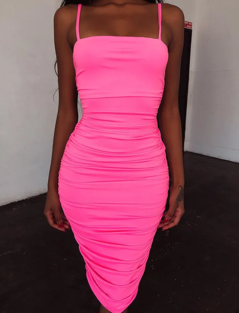 Kat Midi Dress - Barbie Pink