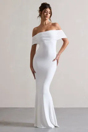 Kiana | White Bardot Maxi Dress