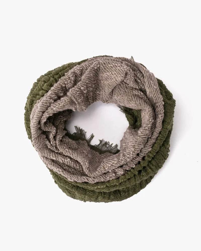 Kobo Oriza Knit Cap, Cotton Multi Functional, Split Green and Gray, 9 ˝