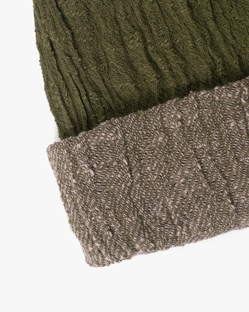 Kobo Oriza Knit Cap, Cotton Multi Functional, Split Green and Gray, 9 ˝