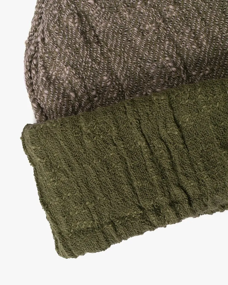 Kobo Oriza Knit Cap, Cotton Multi Functional, Split Green and Gray, 9 ˝