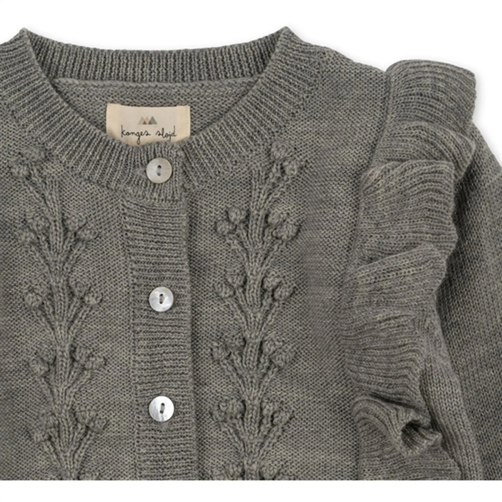 Konges Sløjd Grey Melange Fiol Frill Cardigan