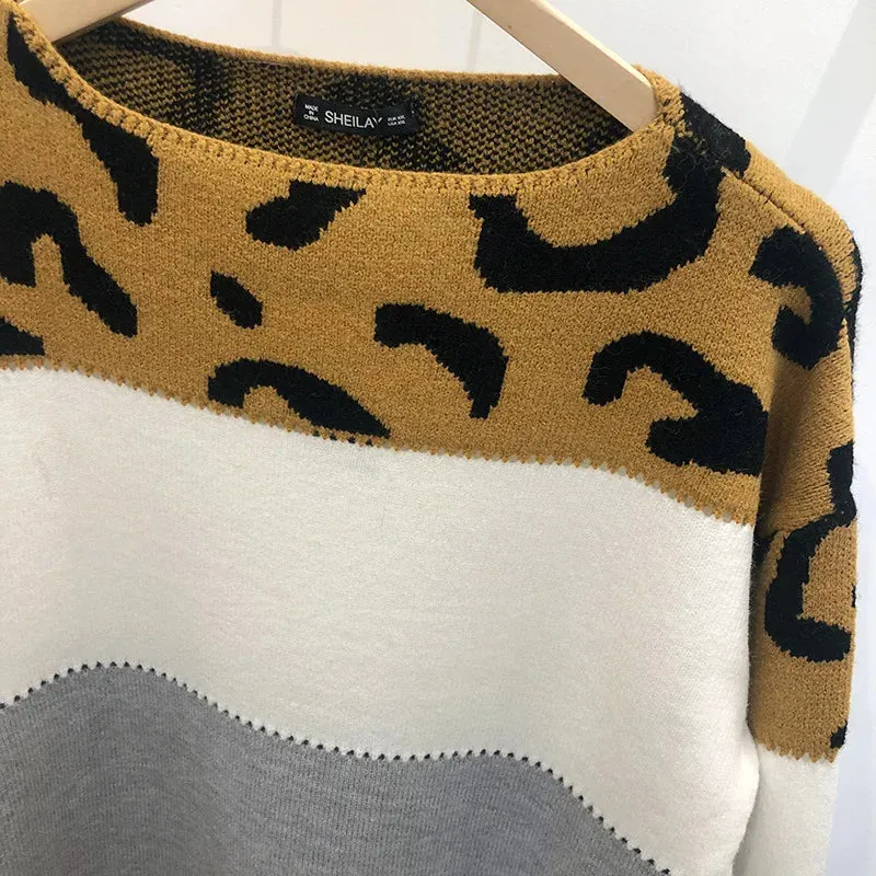 Leopard Women's Sweater Fashion Long Sleeve Tops Knitted Pullovers Pink Knitwears Autumn Winter Clothes For Women 2024