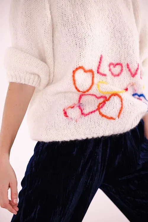 LES BLONDINETTES Cream Sweater With Hearts