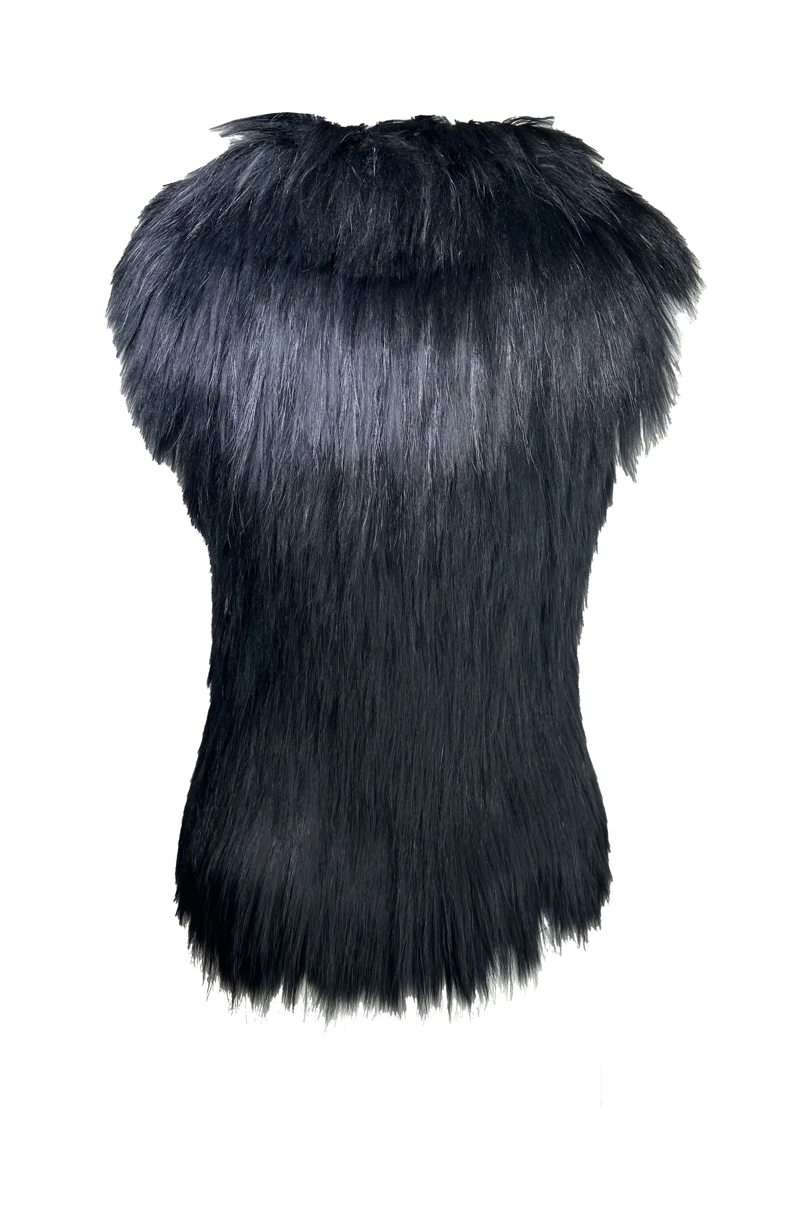 Linda Richards Oversized Genuine Fox Vest FX-241 | Black