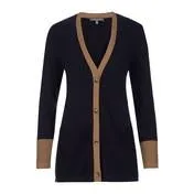 Long Sleeve Navy/Nutmeg Colour Block Cardigan