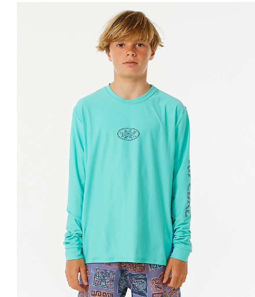 LOST ISLANDS UPF LONG SLEEVE RASH VEST - AQUA (AGES 12, 14 & 16)