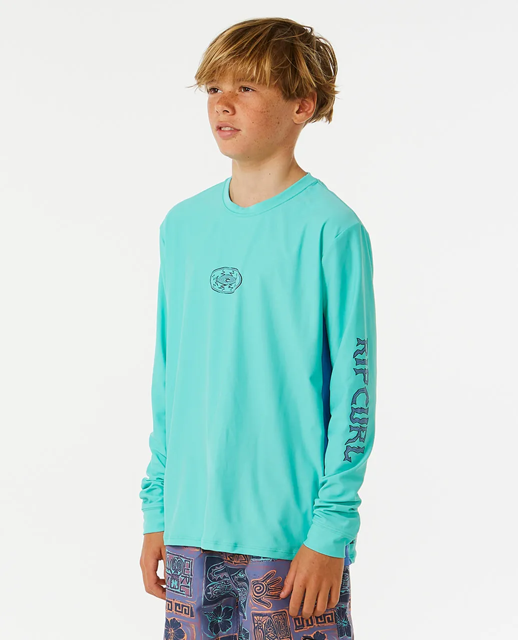 LOST ISLANDS UPF LONG SLEEVE RASH VEST - AQUA (AGES 12, 14 & 16)