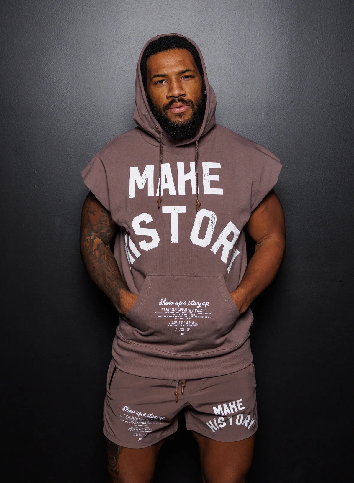 MAKE HISTORY - SLEEVELESS HOODIE - EARTH