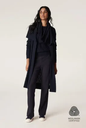 MERINO LONG WRAP CARDIGAN | Ink Navy