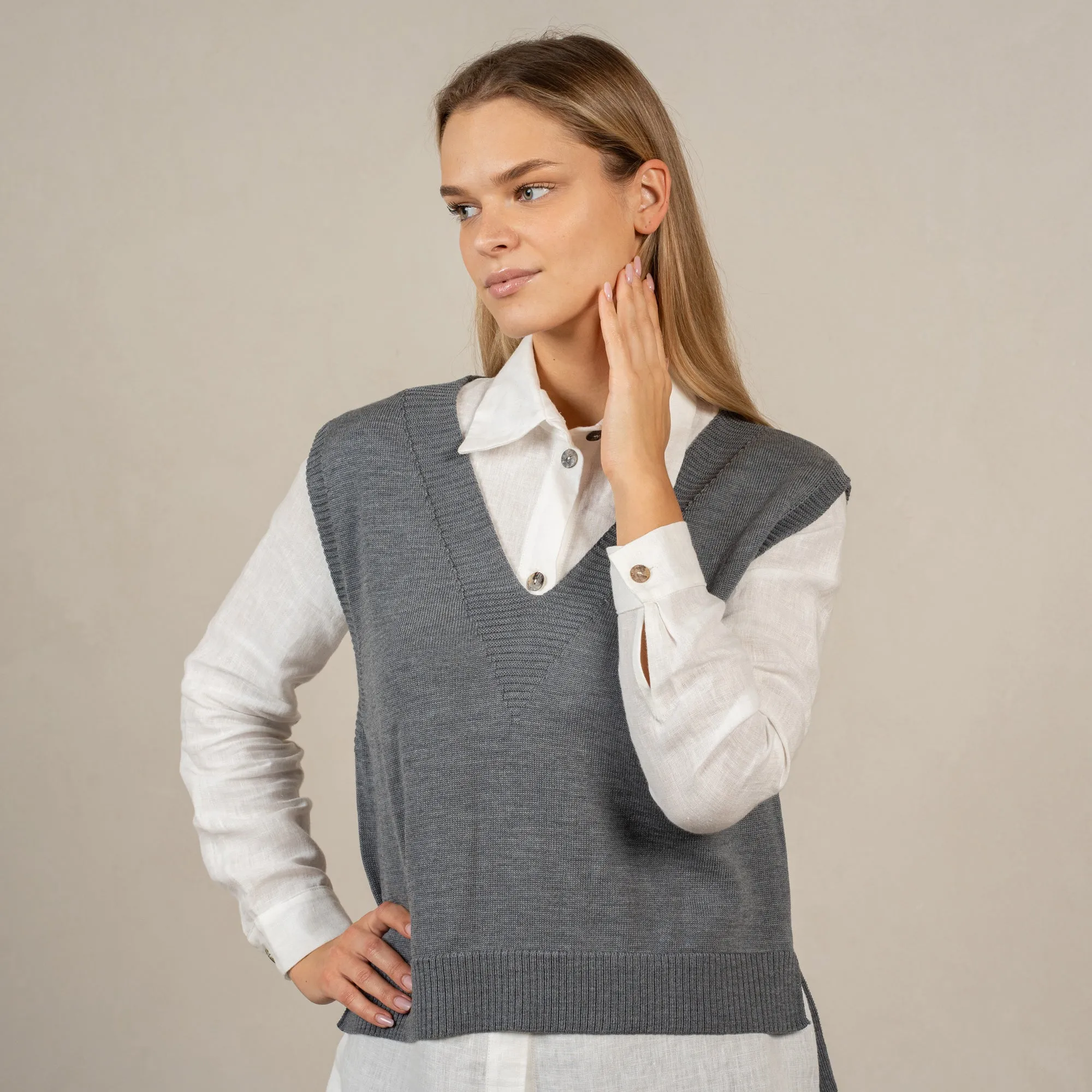 Merino Wool Knit Vest for Women Isla