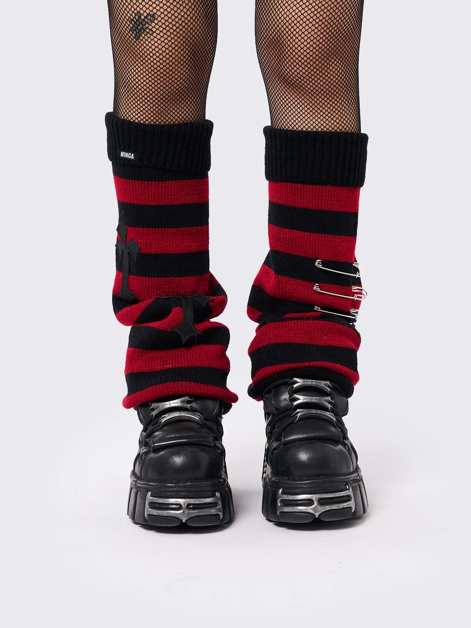 Mica Cross & Safety Pin Striped Leg Warmers