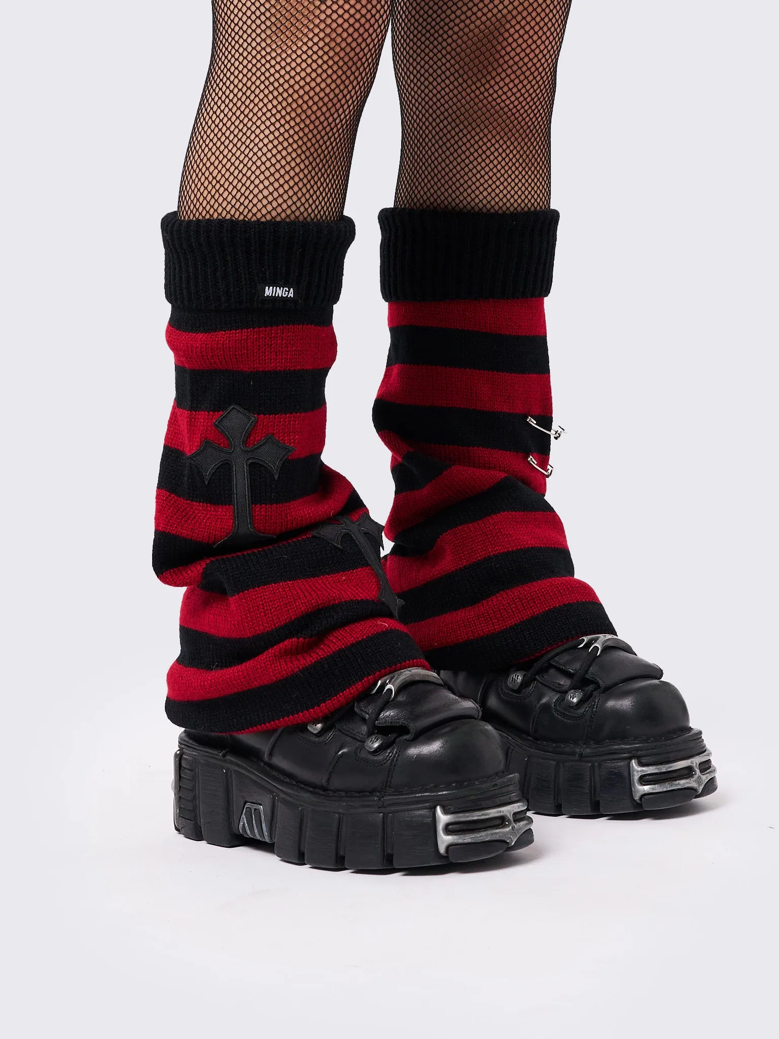 Mica Cross & Safety Pin Striped Leg Warmers