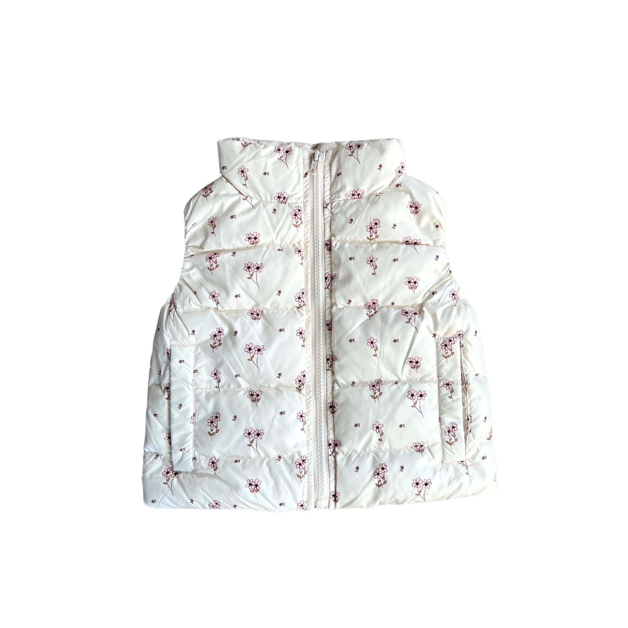 Mini Floral Cream Puffer Vest