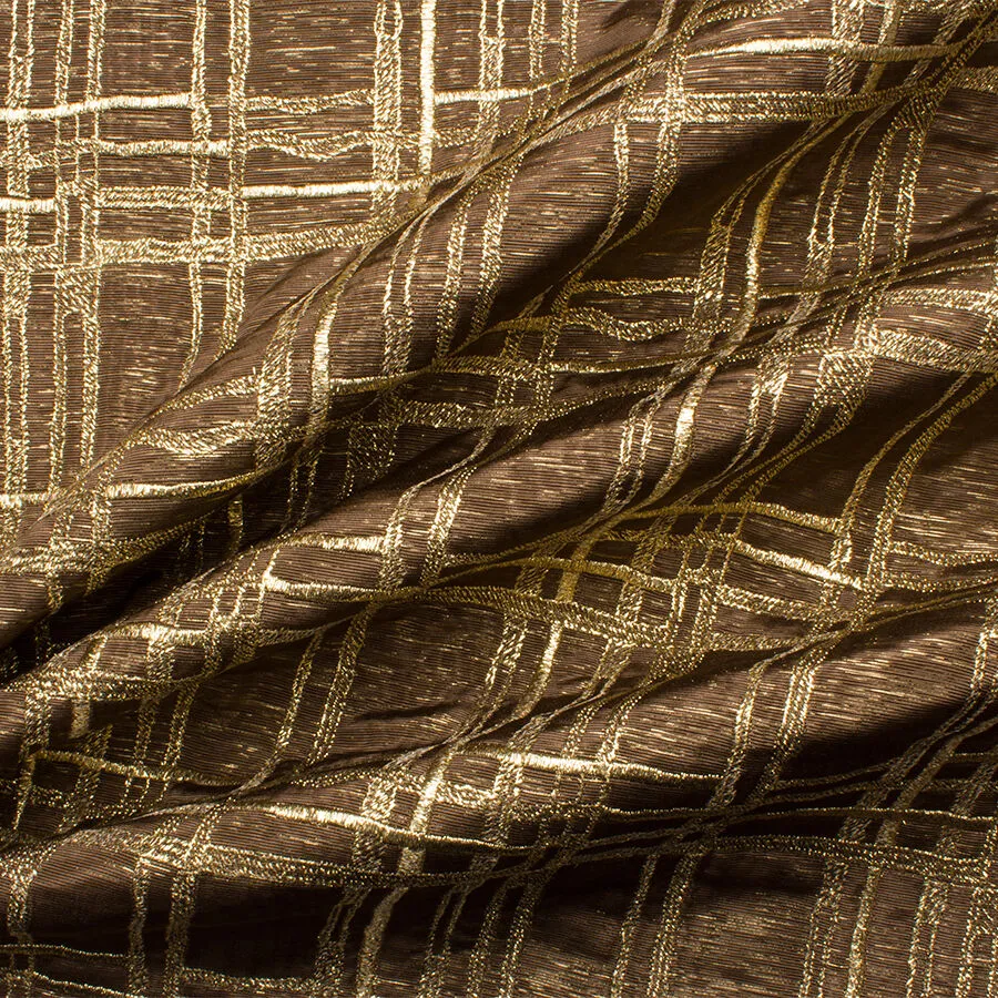 Mocha/Gold Quilted Moiré Taffeta