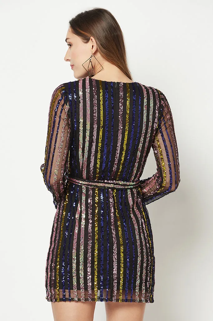 Multi Color Sequins Party Dress