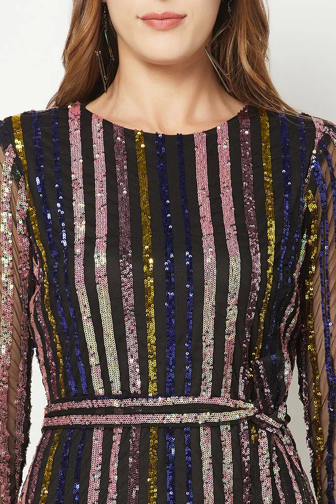 Multi Color Sequins Party Dress