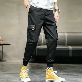 Multi Pockets Elastic Waist Hip Hop Cargo Jogger Casual Men Pants