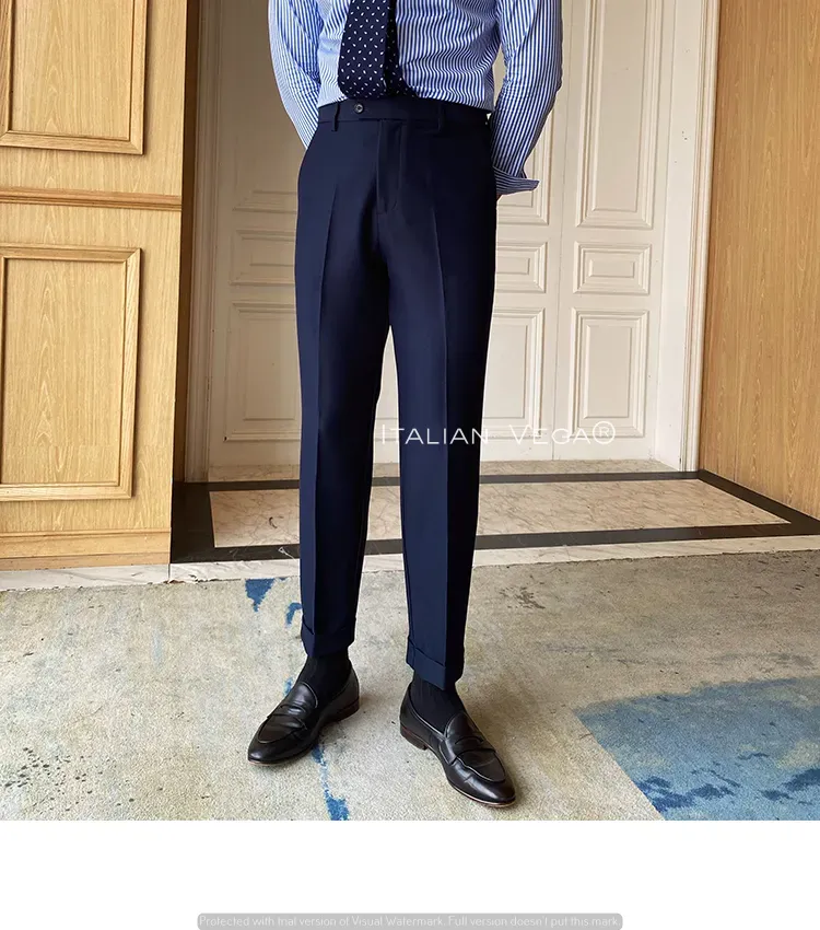 Navy Blue Men Formal Pants by Italian Vega®