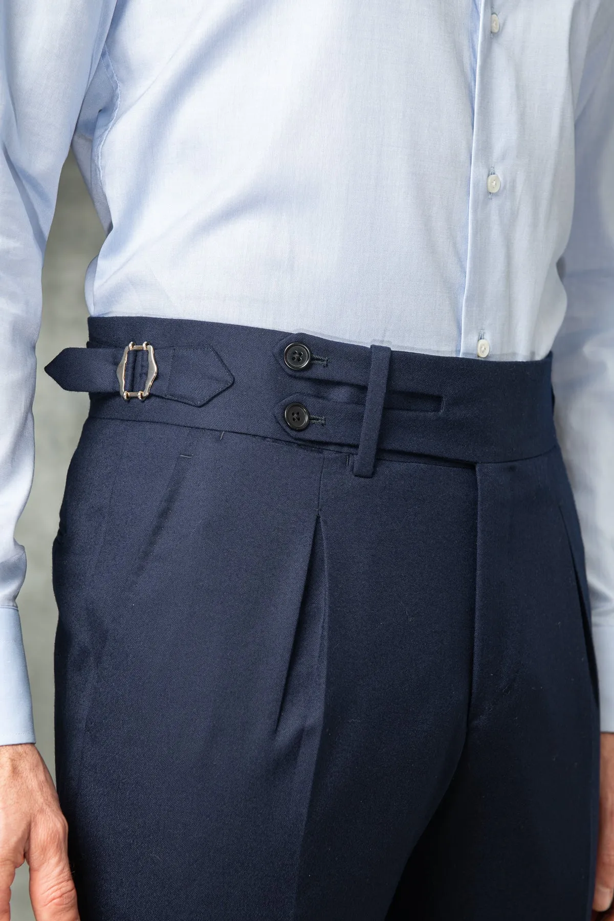 Navy Double Buttoned GURKHA PANTS by ITALIANVEGA™