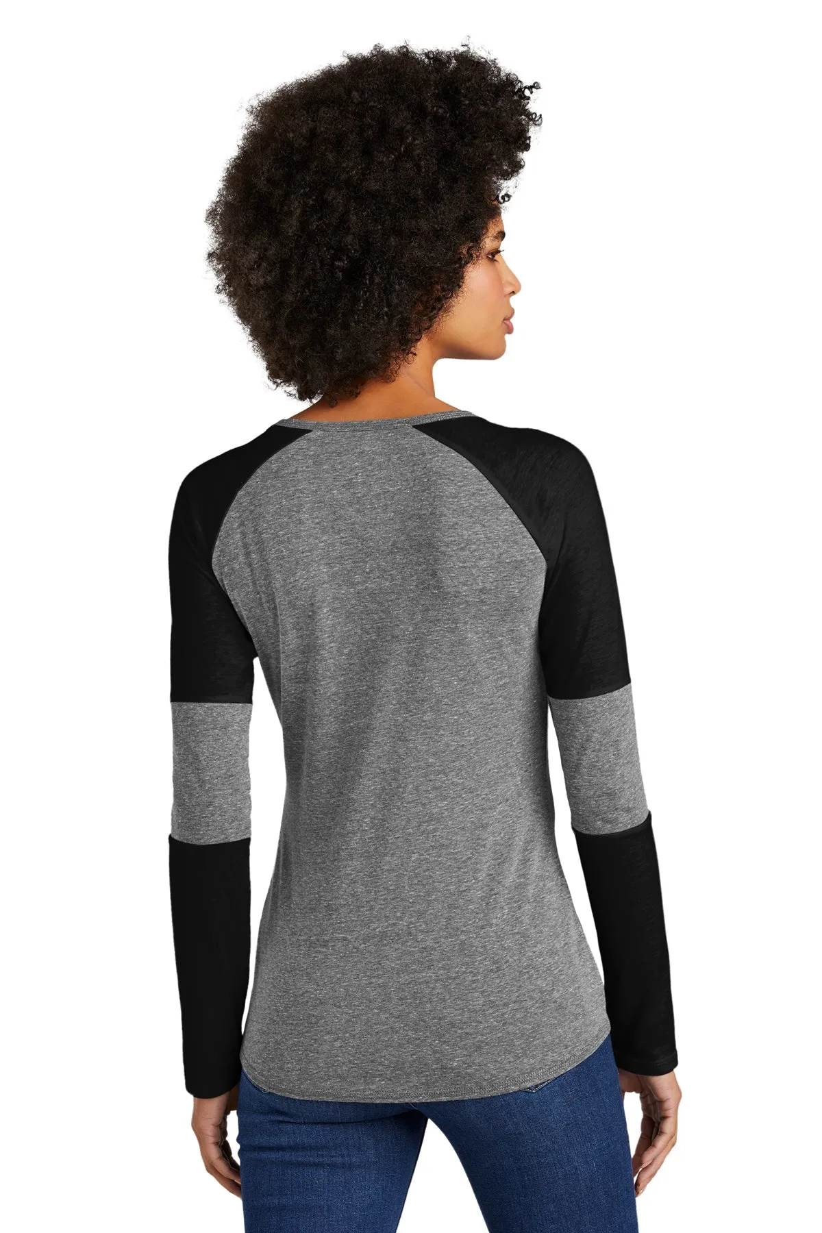 New Era Ladies Tri Blend Performance Baseball Printed Tee's, Black Solid/ Shadow Grey