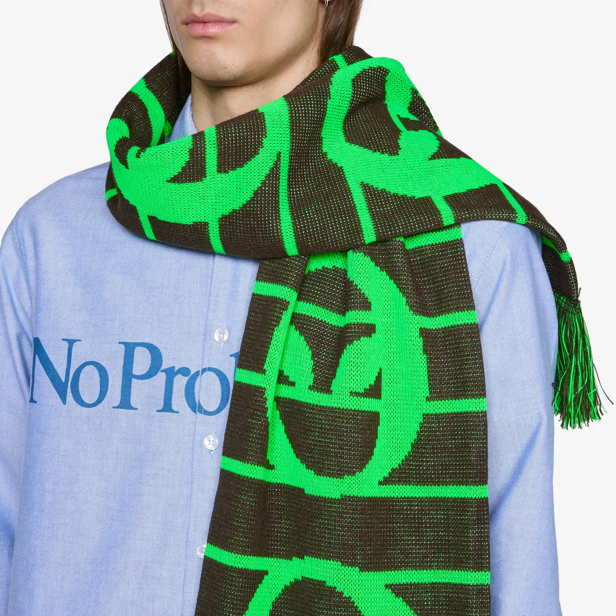 No Problemo Striped Scarf Olive