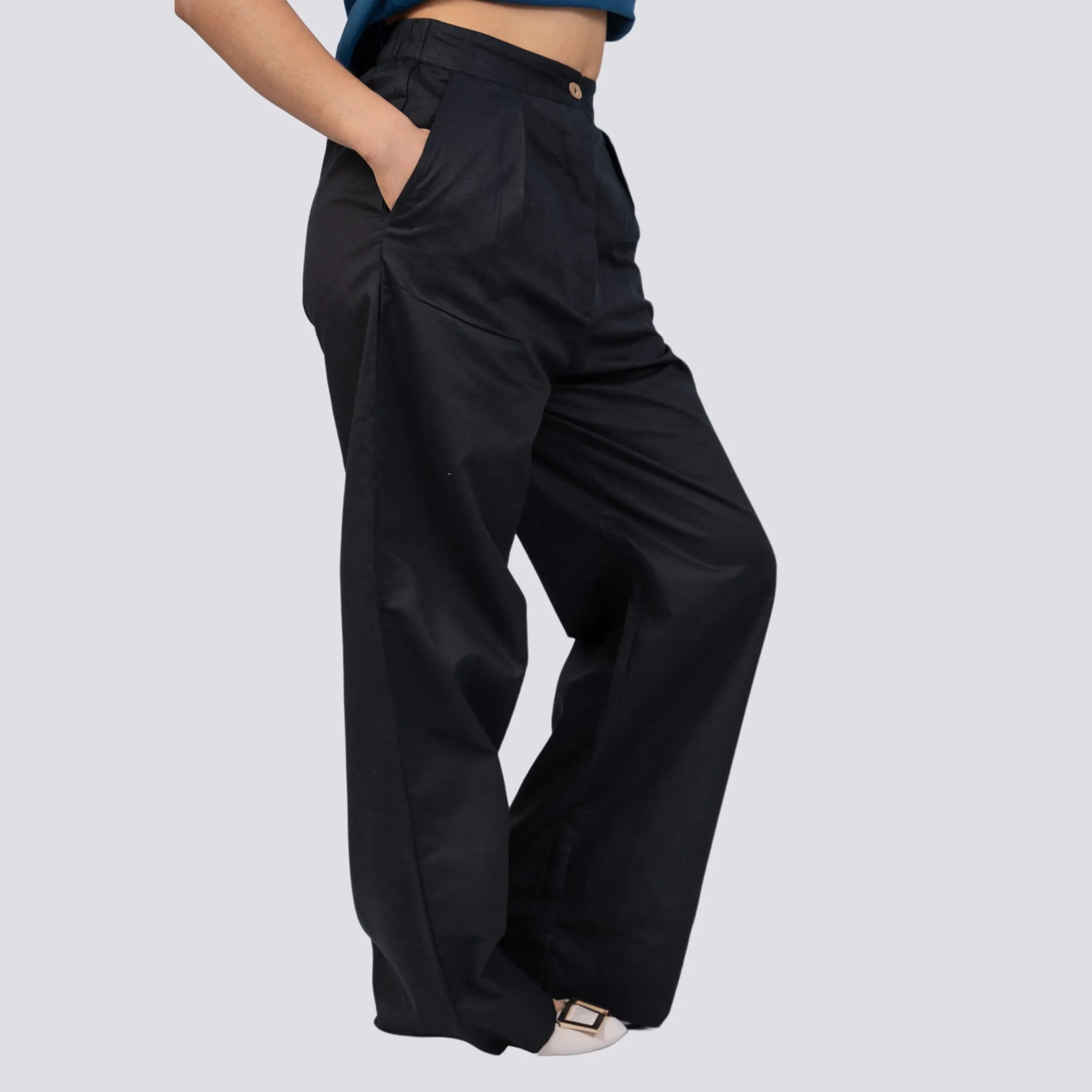 Noir Elegance Wide Leg Trousers | Sustainable Women’s Trousers | KAREE