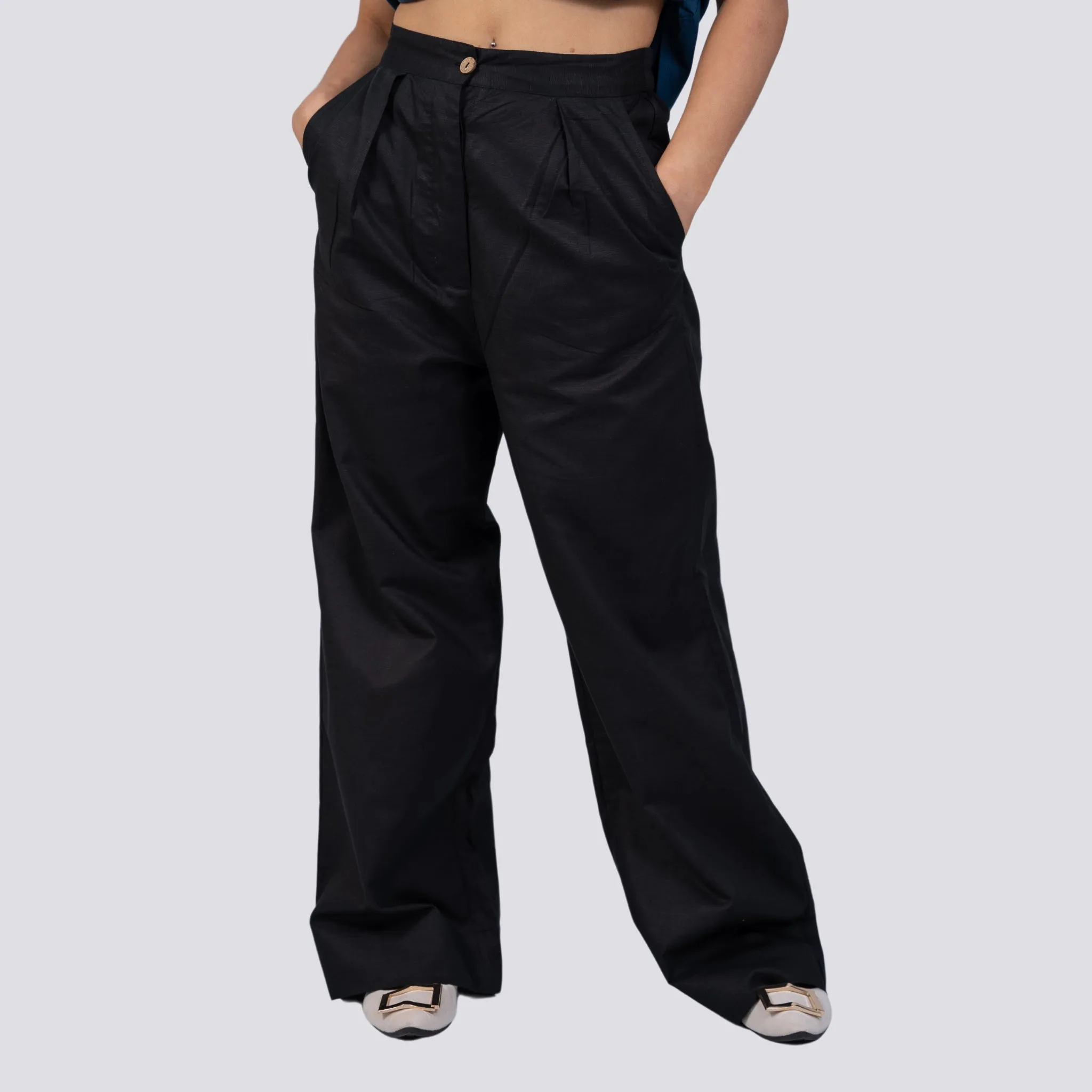 Noir Elegance Wide Leg Trousers | Sustainable Women’s Trousers | KAREE