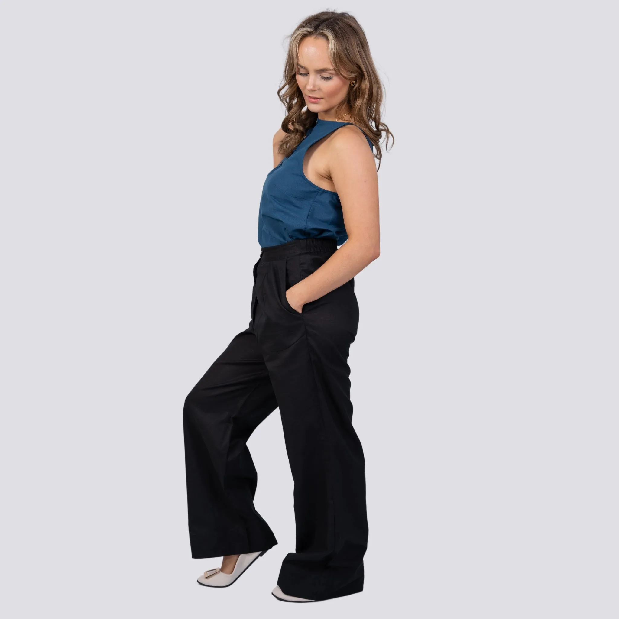 Noir Elegance Wide Leg Trousers | Sustainable Women’s Trousers | KAREE