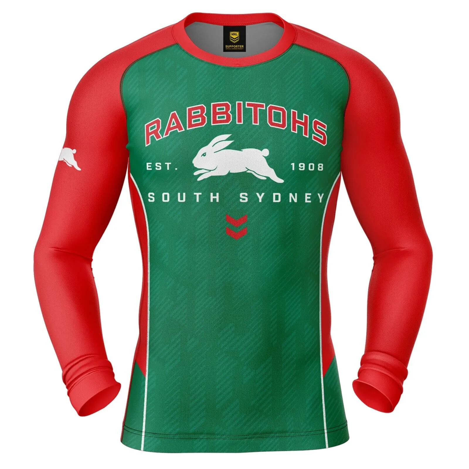 NRL LS Blocker Rash Vest - South Sydney Rabbitohs - LONG SLEEVE - Adult