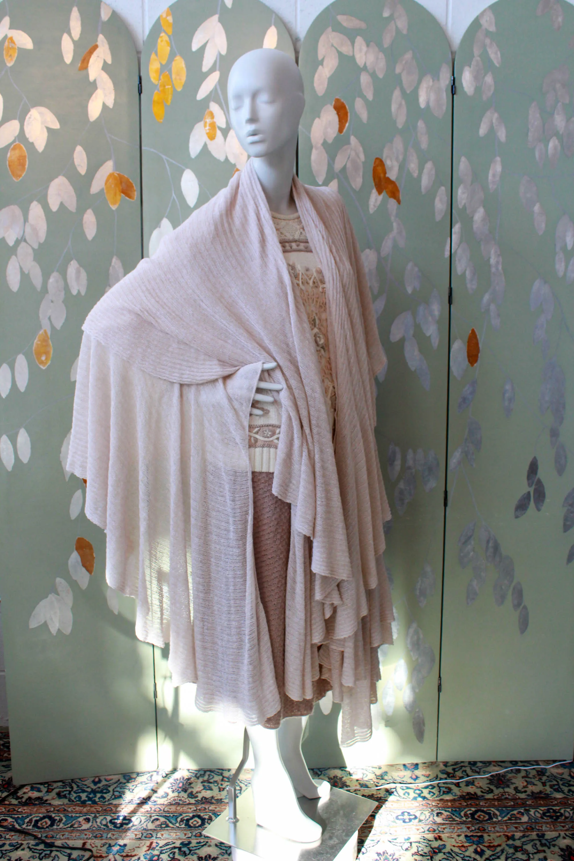 Oatmeal Waterfall Knit Shawl Cardigan, O/S