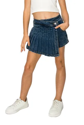 Overflap Pleated Skort In Indigo