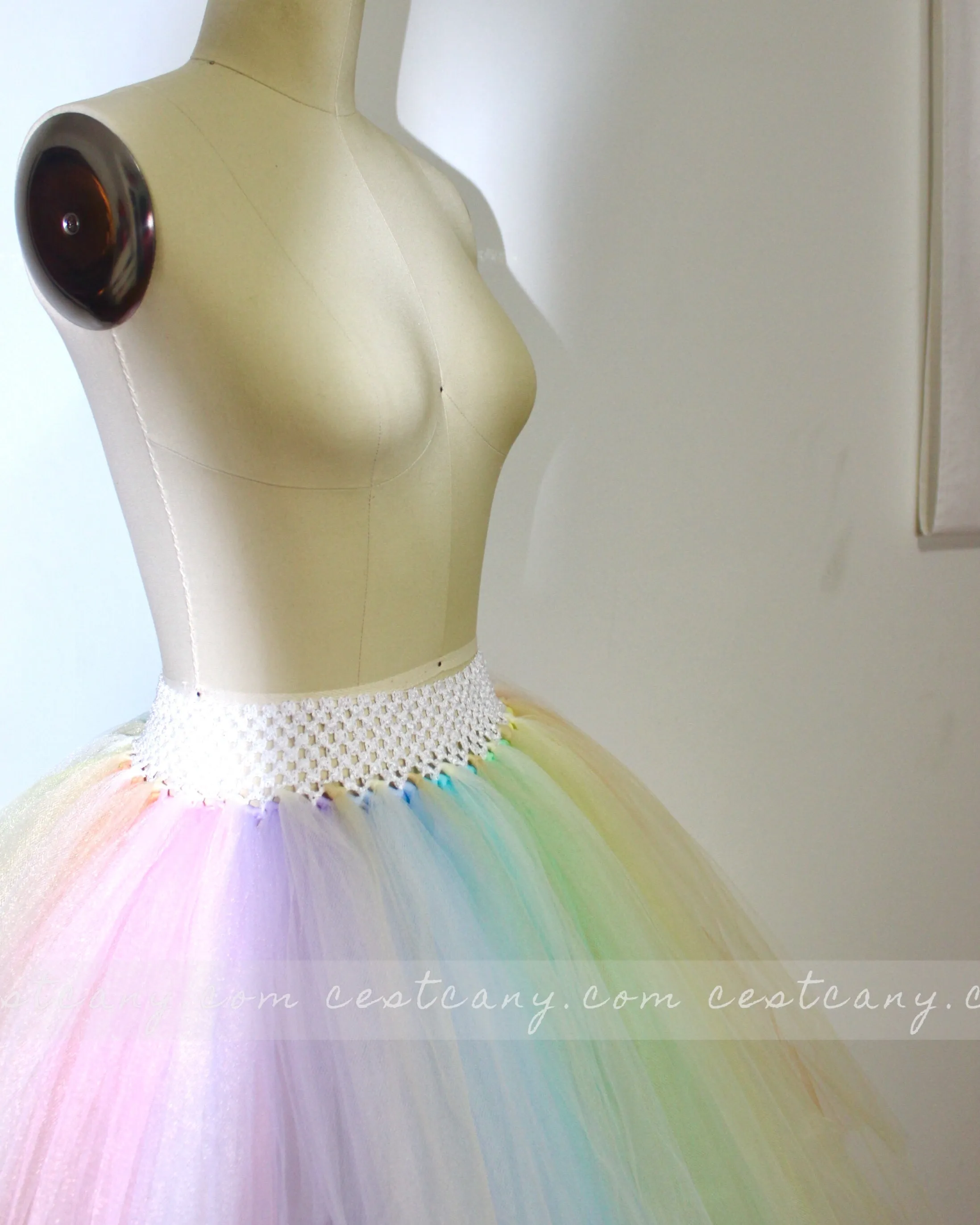 Pastel Rainbow Midi Tulle Skirt