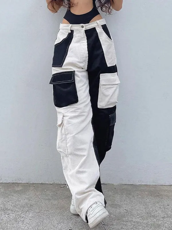 Patchwork Corduroy Cargo Pants