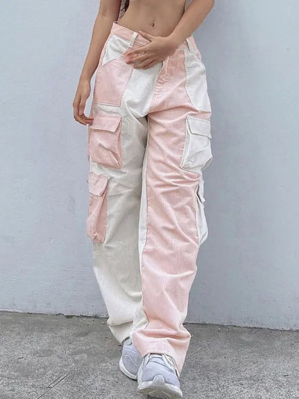 Patchwork Corduroy Cargo Pants