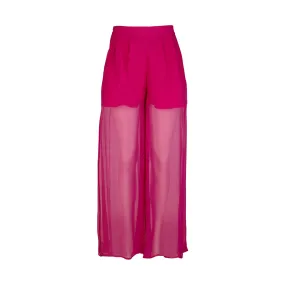 Pink Silk Large Pleated Pants