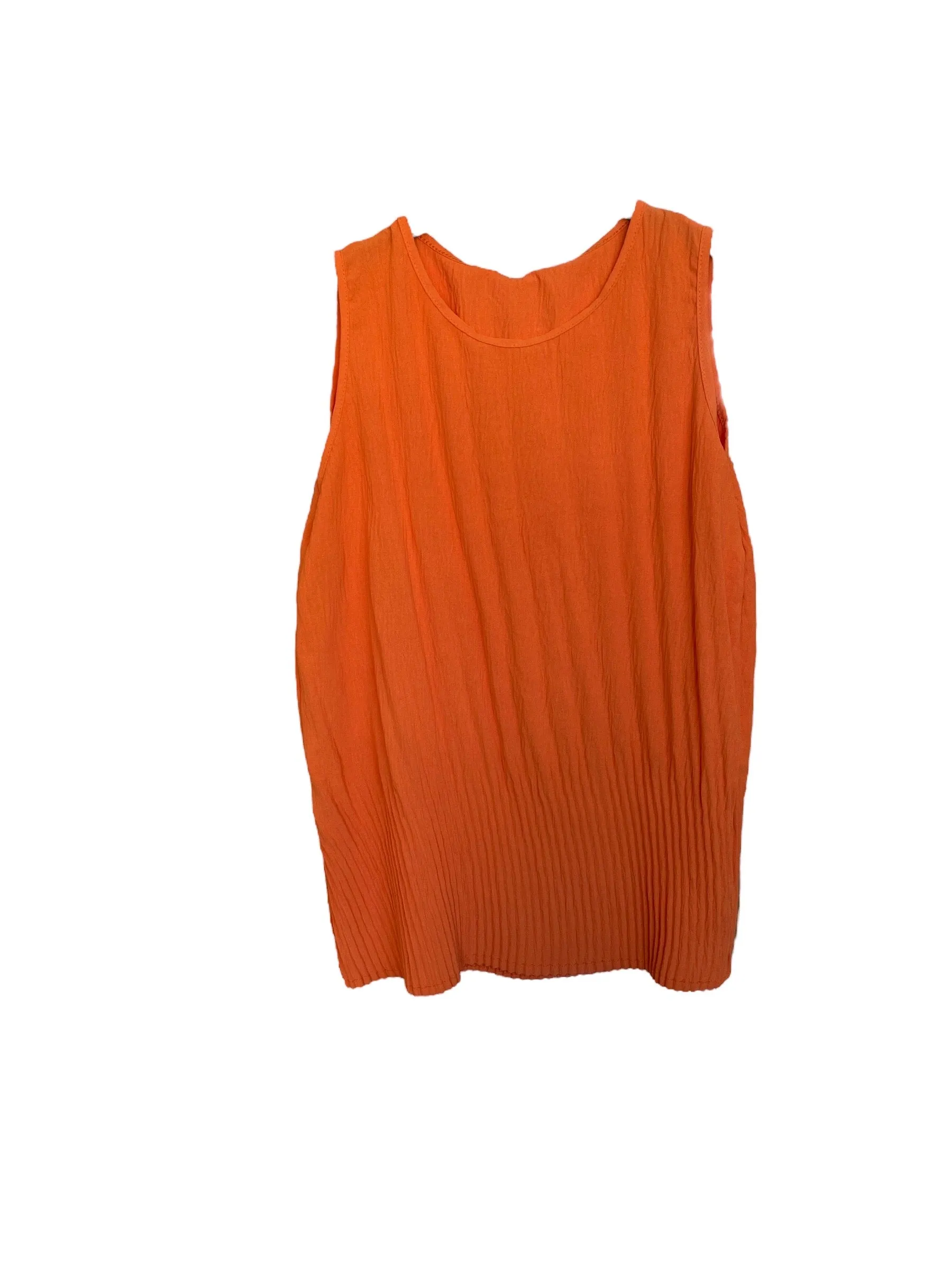 Plain Pleated Sleeveless Round neck Top (3 Colours)