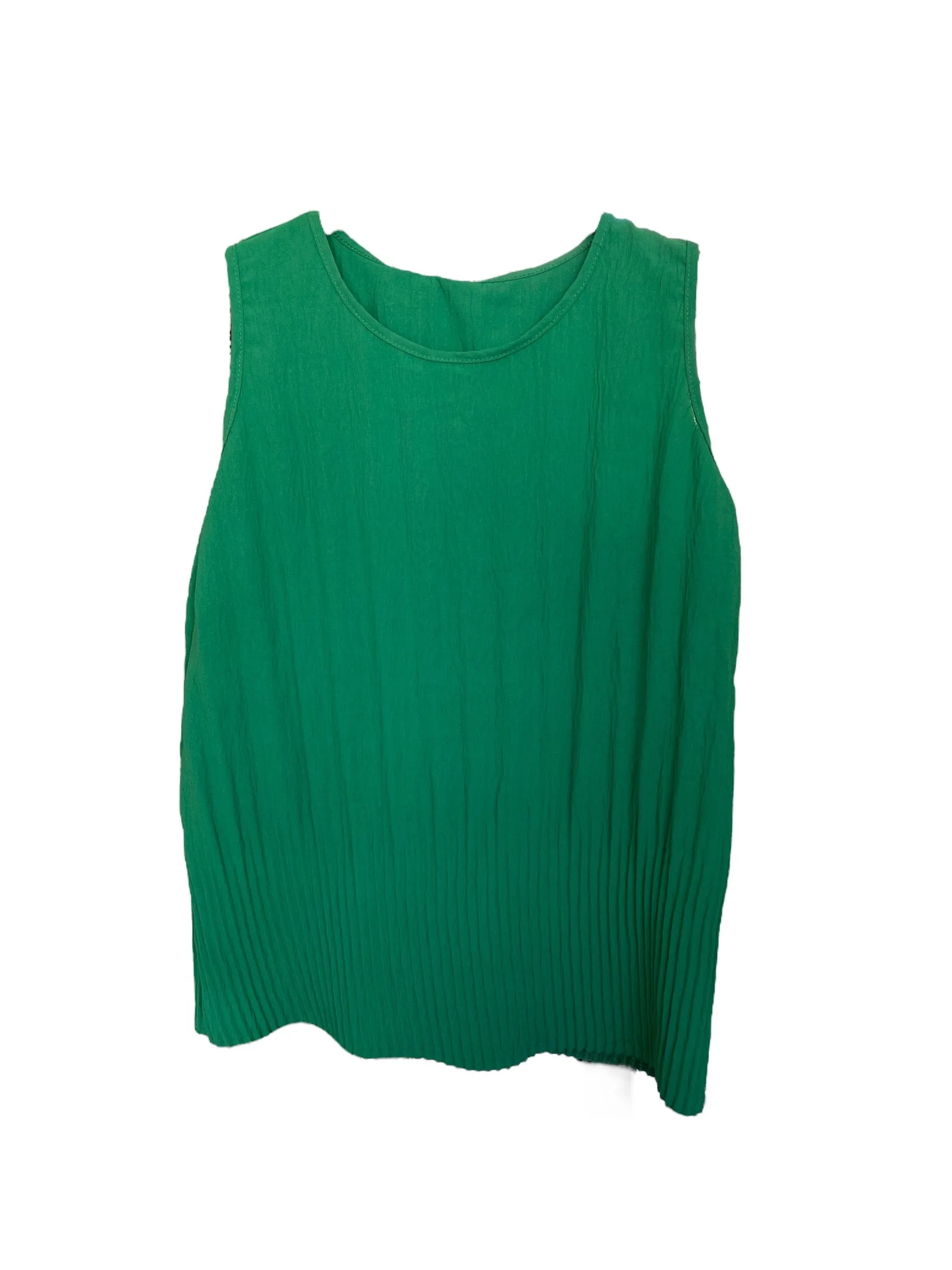 Plain Pleated Sleeveless Round neck Top (3 Colours)