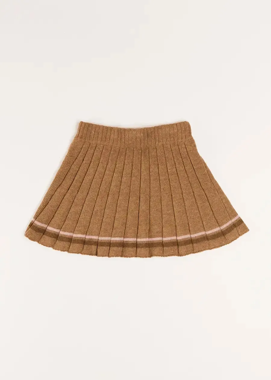 Pleated Knitted Skirt in Caramel (4-10yrs)