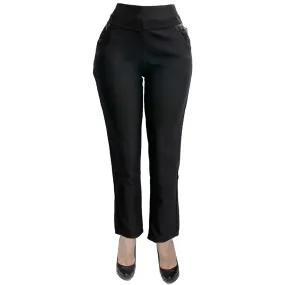 Plus Size 2XL Button Pocket Leggings  Black, Black Coating