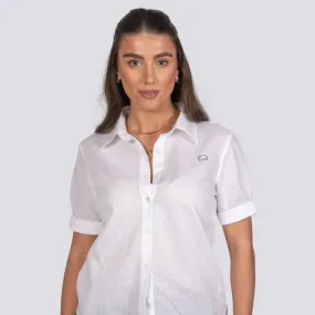 Pure Elegance White Linen Cotton Shirt For Women