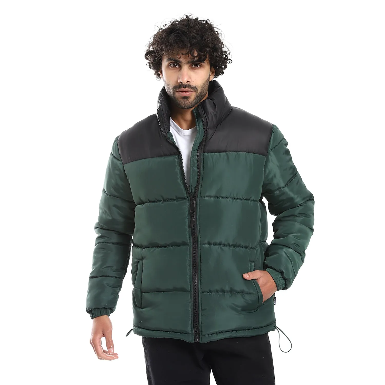 Quilted Pattern Puffer Jacket - Pavone