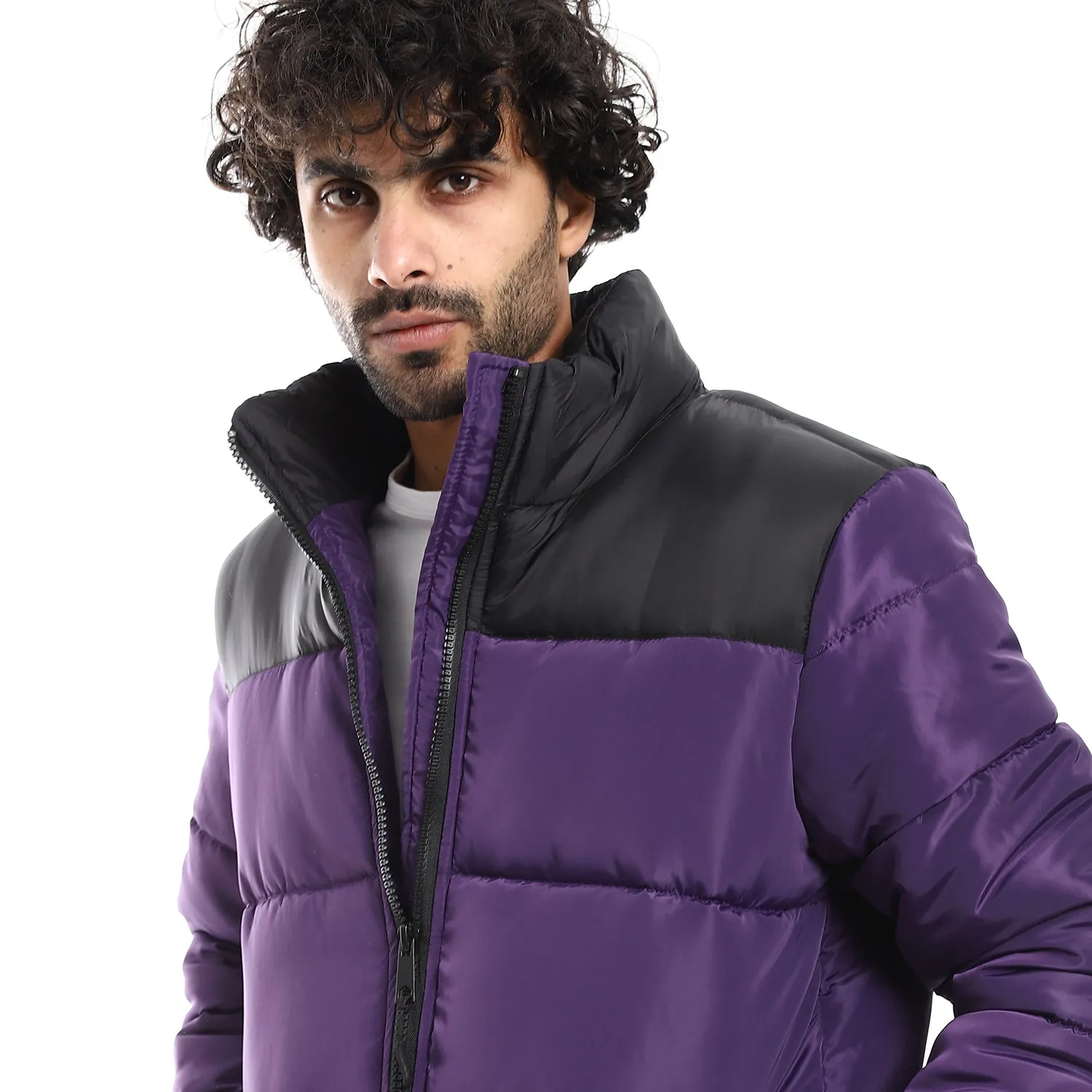 Quilted Pattern Puffer Jacket - Pavone