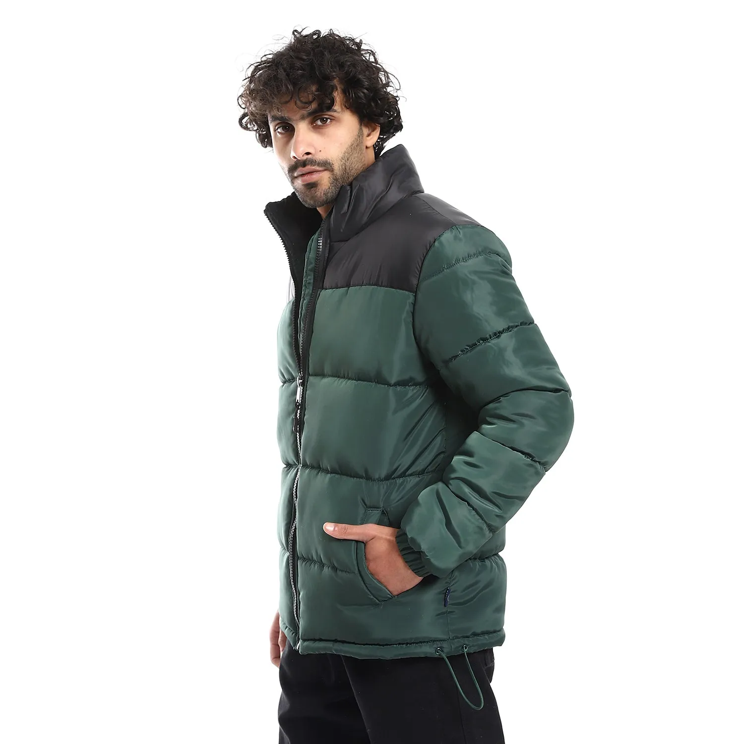 Quilted Pattern Puffer Jacket - Pavone