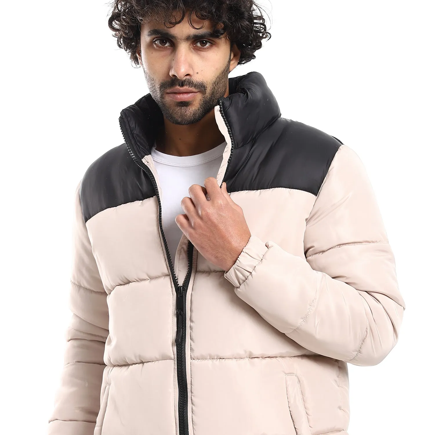 Quilted Pattern Puffer Jacket - Pavone