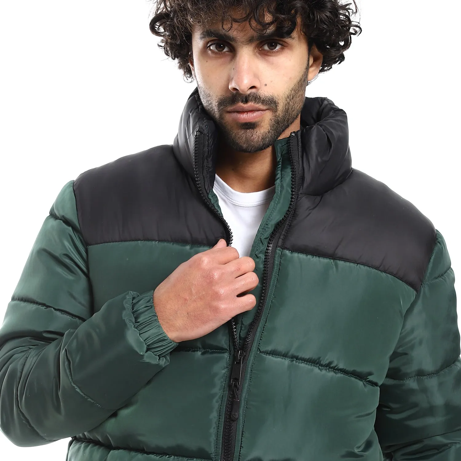 Quilted Pattern Puffer Jacket - Pavone