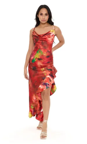 Red Printed Flamenco Maxi Dress